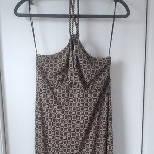 Michael Kors Halter Dress Size 6, Bronze/Green pattern.